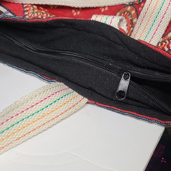 Sam Well Tapestry Tote Bag Elephant Woven Zipper Double sided Thailand Travel - Picture 6 of 8